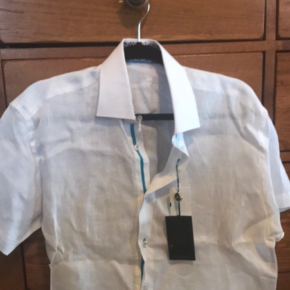 Bertigo Other - Men’s Bertigo white linen button up shirt